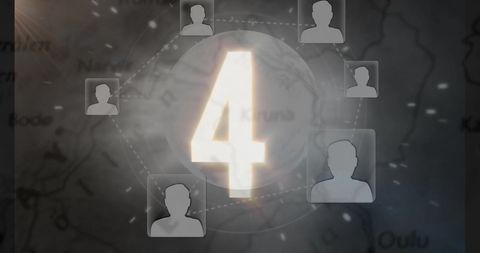 Glowing Number Four in Digital Network Interface - Download Free Stock Images Pikwizard.com