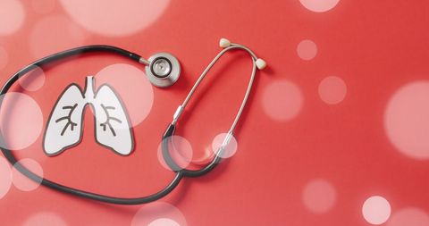 Lung health awareness with stethoscope and abstract design