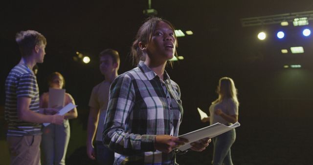 Diverse Theater Rehearsal of Young Adults Performing on Stage - Download Free Stock Images Pikwizard.com