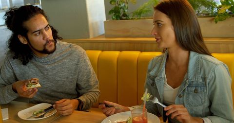 Friends Enjoying Casual Lunch at Modern Restaurant - Download Free Stock Images Pikwizard.com