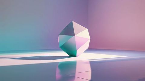 Geometric Polyhedron Sculpture in Pastel Lighting