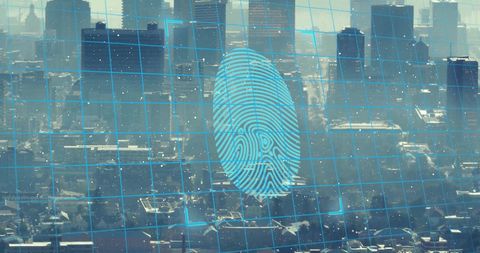 Digital Fingerprint Security Over Cityscape Concept - Download Free Stock Images Pikwizard.com