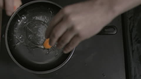 Cracking Egg in Hot Pan with Slow Motion Detail