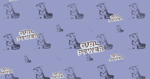Feminist Motivation Pattern Featuring Boots and 'Girl Power' Text