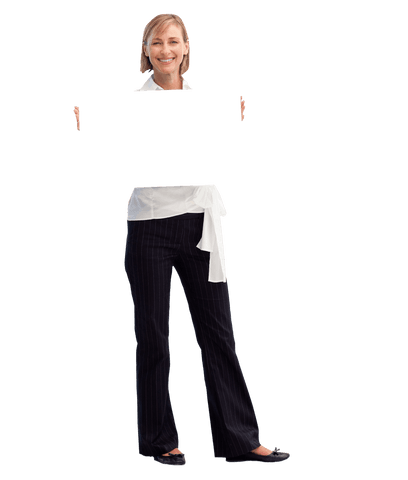 Businesswoman Presenting Blank Transparent Sign Board