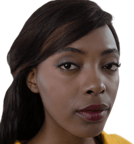 Serious African American Woman on Transparent Background