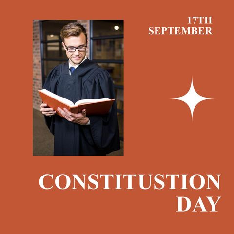 Male Lawyer Reading Book for Constitution Day Celebration