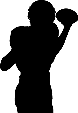 Transparent Silhouette of Man Gripping American Football