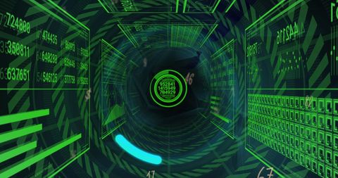 Futuristic Green Data Tunnel with Digital Interface - Download Free Stock Images Pikwizard.com