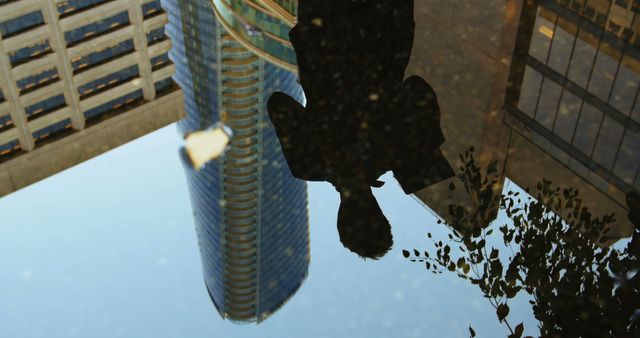 Abstract Reflection of Businessman in Urban Puddle with Skyscraper - Download Free Stock Images Pikwizard.com