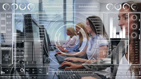 Women in Front of Computers Using Advanced Technology