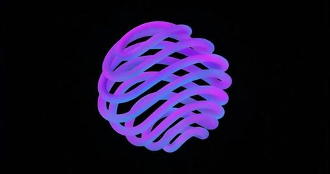 Futuristic neon 3d swirling ribbon on black background