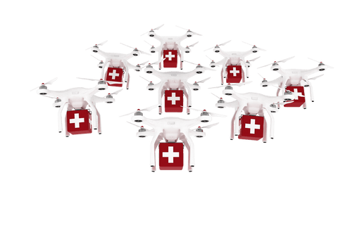 Transparent drones carrying medical supplies for healthcare delivery