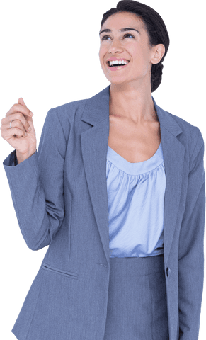 Transparent Happy Businesswoman Celebrating Success