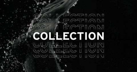 Dynamic Water Splash with Bold Collection Typography