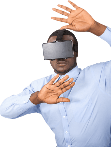 man engaged in virtual reality experience with transparent background - Download Free Stock Videos Pikwizard.com