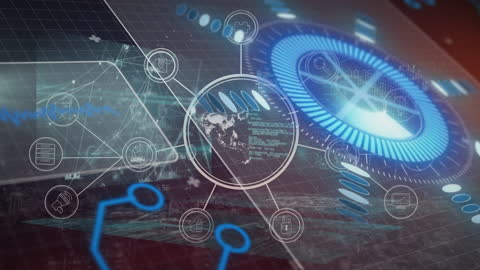 Digital Globe Animation with Infographic Interface and Network Icons