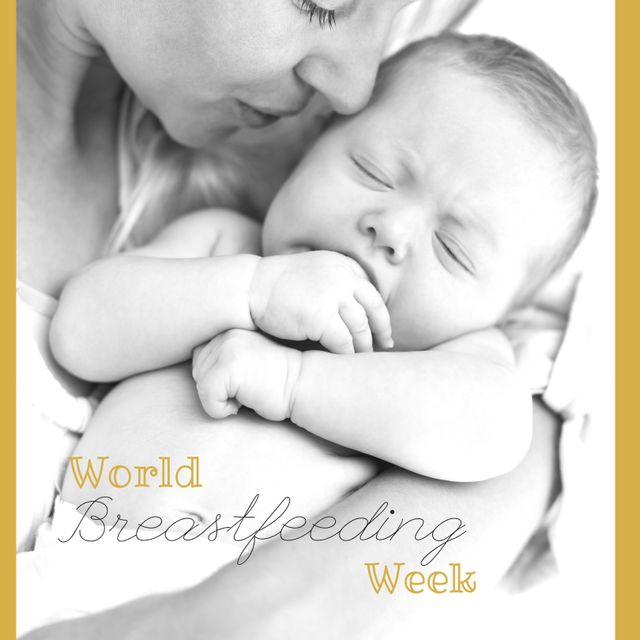 Mother Holding Sleeping Baby Celebrating Breastfeeding Week - Download Free Stock Templates Pikwizard.com