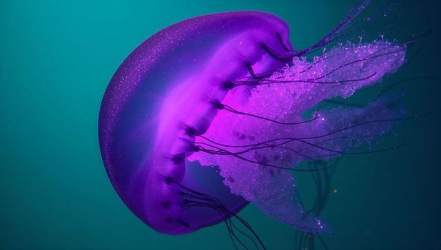 Majestic Purple Jellyfish Floating in Turquoise Waters