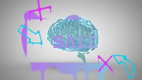 Digital Brain with Sale Symbol and Arrows Animation