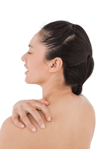 transparent image of brunette woman touching painful shoulder - Download Free Stock Videos Pikwizard.com