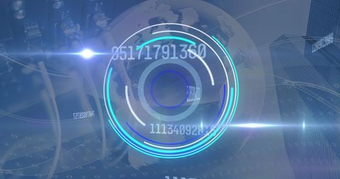 Futuristic Digital Interface with Circular Scope and Rising Numbers - Download Free Stock Images Pikwizard.com
