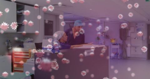 Healthcare workers in hospital amid virus outbreak