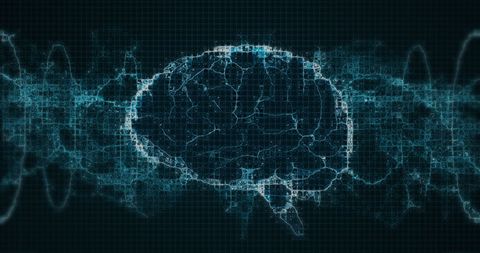 Glowing Digital Brain with Rotating DNA Helix Loop - Download Free Stock Images Pikwizard.com