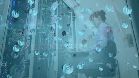 Engineer Analyzing Cryptocurrency Data in Modern Server Room