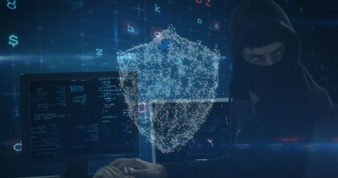 Hacker in Action Amidst Matrix of Cybersecurity Concepts - Download Free Stock Images Pikwizard.com