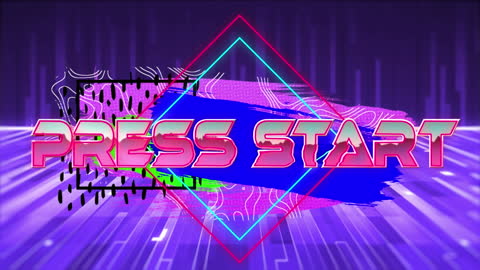 Retro Gaming Theme with Press Start Text Overlay