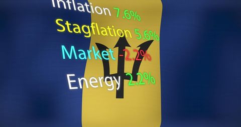 Barbados Economy Data Visual over Country Flag - Download Free Stock Images Pikwizard.com