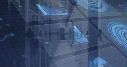 Futuristic Data Center with Holographic Display