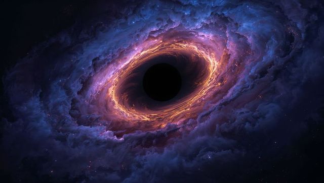 Cosmic Swirl: Black Hole with Glowing Accretion Disk