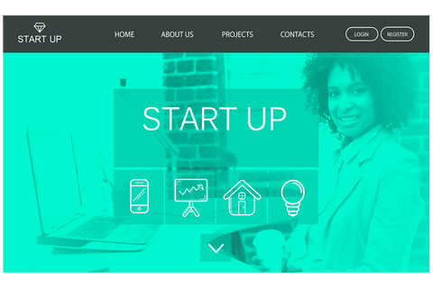 Transparent Start Up Screen with Businesswoman and Trendy Icons - Download Free Stock Videos Pikwizard.com