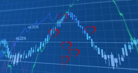 Financial Market Love: Red Hearts and Economic Graph Integration - Download Free Stock Images Pikwizard.com