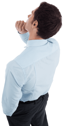 Thoughtful Businessman Pondering Ideas Transparent Background