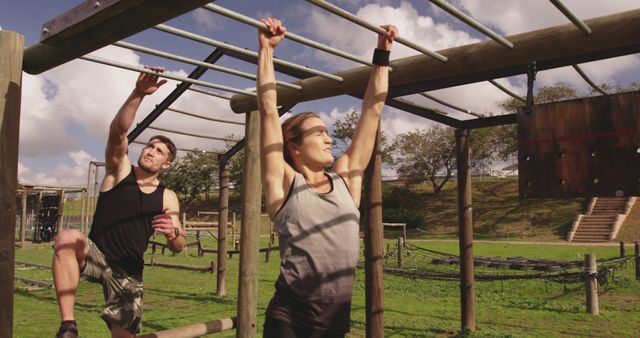 Fit People Training on Obstacle Course in Outdoor Park - Download Free Stock Images Pikwizard.com