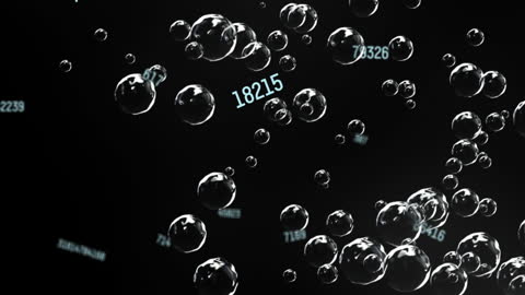 Floating Bubbles with Numbers on Black Background