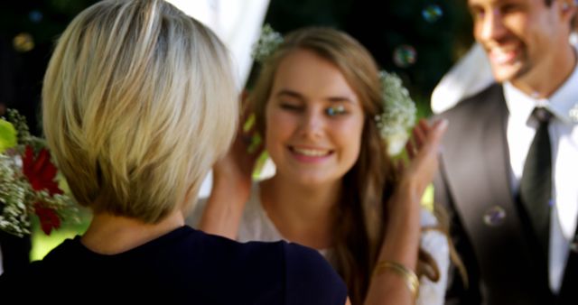 Happy Bride Before Wedding Ceremony Among Friends and Family - Download Free Stock Images Pikwizard.com