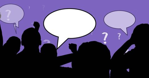 People Silhouettes with Speech Bubbles on Purple Background - Download Free Stock Images Pikwizard.com