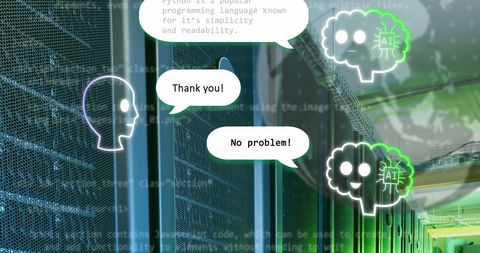 AI Communication in Futuristic Server Room - Download Free Stock Images Pikwizard.com