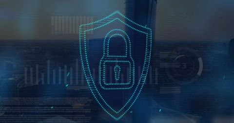 Cybersecurity Padlock Icon with Perl Scripts Over Cityscape - Download Free Stock Images Pikwizard.com