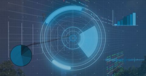 Digital Interface with Data Visualizations and Scanning Radar - Download Free Stock Images Pikwizard.com