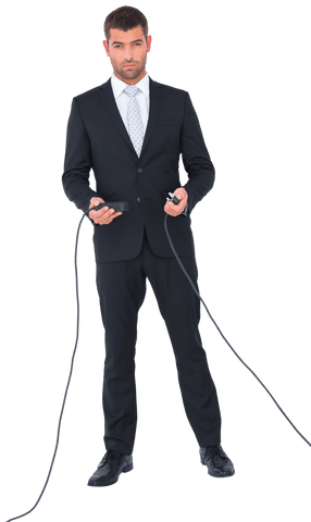 confident businessman connecting cables transparency - Download Free Stock Videos Pikwizard.com