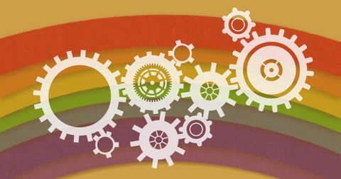 mechanism of interlocking gears on vibrant gradient background - Download Free Stock Images Pikwizard.com