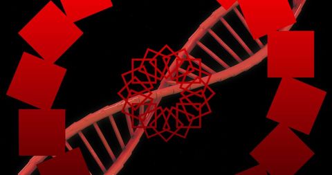 Intricate Geometric DNA Spiral on Dark Background