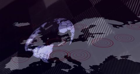3d globe over europe map with data markers