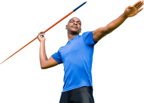 african american male athlete throwing javelin isolated on transparent background - Download Free Stock Videos Pikwizard.com