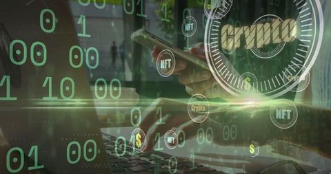 Caucasian Businessman Engaging in Cryptocurrency and NFT Exchange